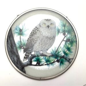 Snowy Winter Owl Pine Branch Sun Catcher